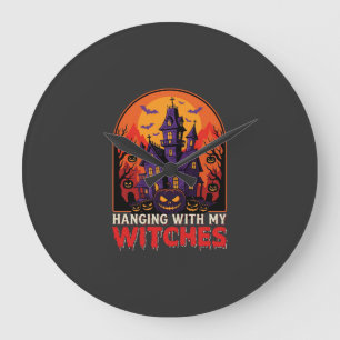 Halloween-Labor-Monster-Kürbis-Mond-Vektor Große Wanduhr