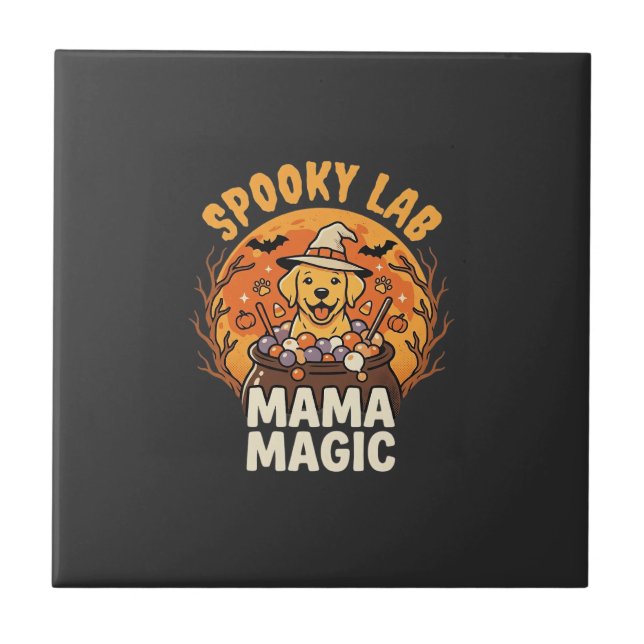 Halloween Labrador Mama Magie Fliese (Vorderseite)