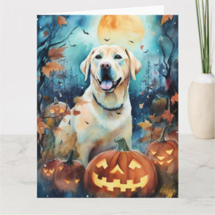 Halloween Labrador mit Pumpkins Beängstigend Karte
