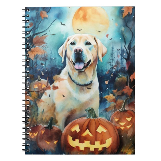 Halloween Labrador mit Pumpkins Beängstigend Notizblock (Vorderseite)
