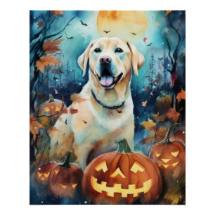 Halloween Labrador mit Pumpkins Beängstigend Poster