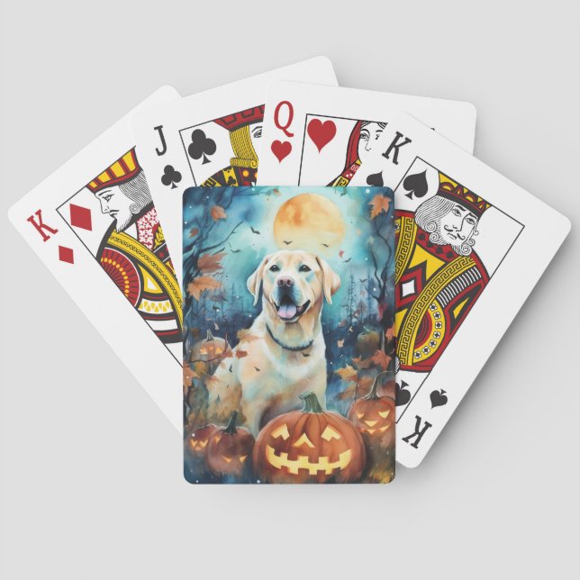 Halloween Labrador mit Pumpkins Beängstigend Spielkarten (Rückseite)
