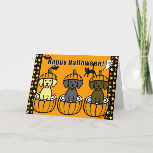 Halloween Labrador Puppies und Pumpkins Karte