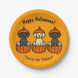Halloween Labrador Puppies und Pumpkins Pappteller
