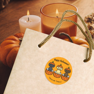 Halloween Labrador Puppies und Pumpkins Runder Aufkleber