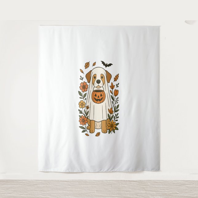 Halloween Labrador Retriever Blume Wandteppich (Vorderseite)