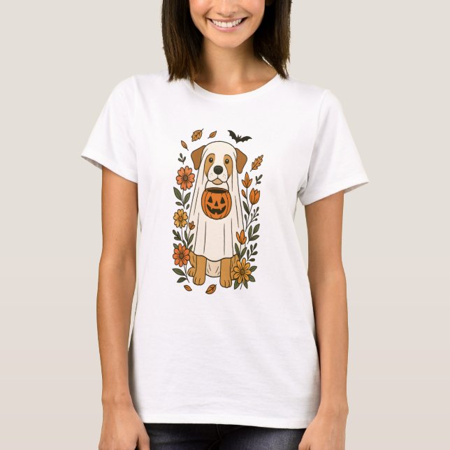 Halloween Labrador Retriever Flowers T-Shirt (Vorderseite)