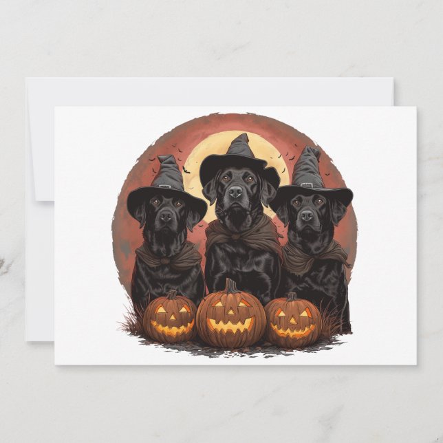 Halloween Labrador Retriever Hunde Hexenhats Einladung (Vorderseite)