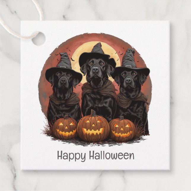 Halloween Labrador Retriever Hunde Hexenhats Geschenkanhänger (Vorderseite)