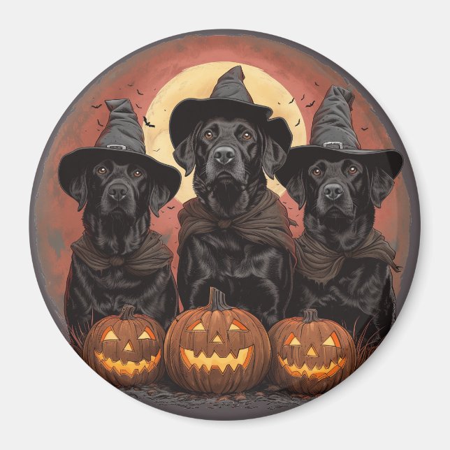 Halloween Labrador Retriever Hunde Hexenhats Magnet (Vorne)