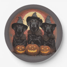 Halloween Labrador Retriever Hunde Hexenhats Pappteller