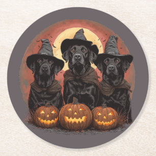 Halloween Labrador Retriever Hunde Hexenhats Runder Pappuntersetzer