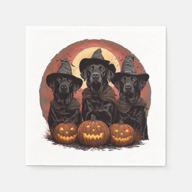 Halloween Labrador Retriever Hunde Hexenhats Serviette (Vorderseite)