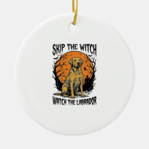 Halloween Labrador-Shirt mit gruseliger Hundewarnu Keramik Ornament