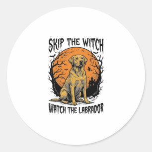 Halloween Labrador Shirt mit gruseliger Hundewarnu Runder Aufkleber