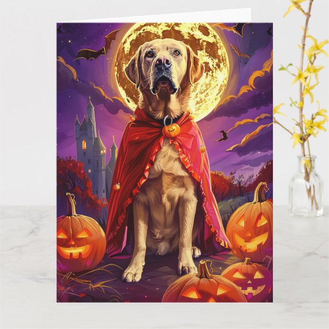 Halloween Labrador Vampire Pumpkins Beängstigend Karte (Gelbe Blume)