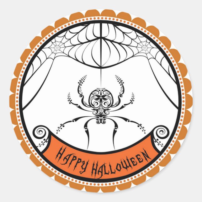 Halloween Lace Spider Gunst-Aufkleber Runder Aufkleber (Vorderseite)