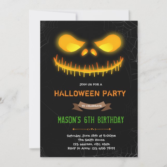 Halloween Lächeln Kürbis Einladung (Vorderseite)
