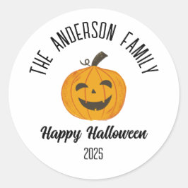 Halloween Lächeln Pumpkin Face Personalisierter Na Runder Aufkleber