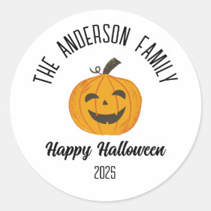 Halloween Lächeln Pumpkin Face Personalisierter Na Runder Aufkleber