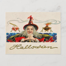 Halloween lächelnde Hexe, Vintager Urlaub Postkarte