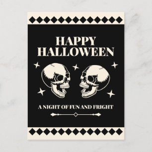 Halloween Lachende Schädel Spaß und Schrecken Feiertagspostkarte