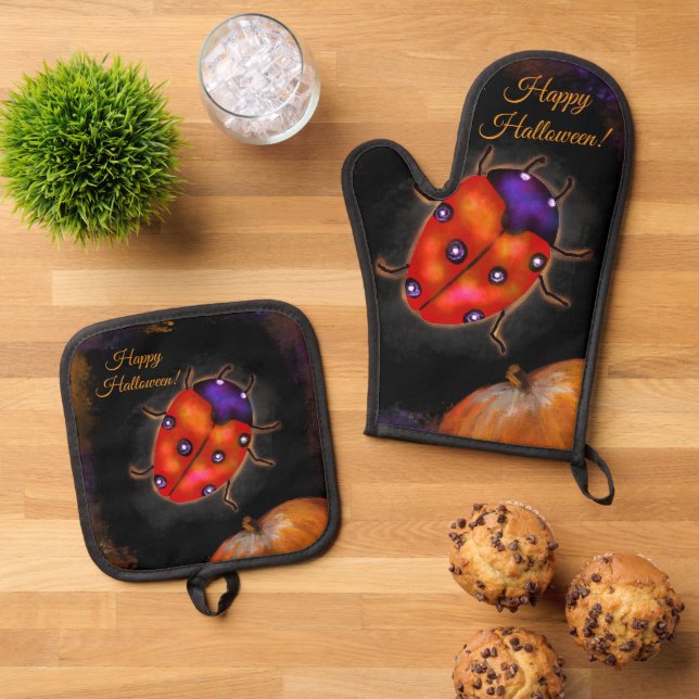 Halloween Ladybug Ofenhandschuh & Topflappen-Set (Oben Unten)