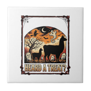 Halloween-Lama-Shirt Grusel-Treat-Friedhof-Kunst_1 Fliese