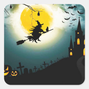 Halloween-Landschaft Quadratischer Aufkleber
