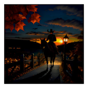 Halloween-Landschaft Sieben Poster