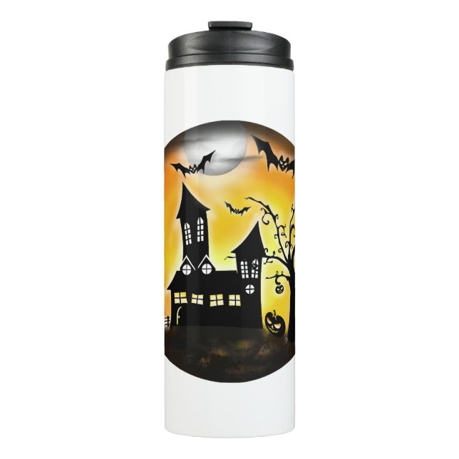 Halloween-Landschaft Thermosbecher (Vorderseite)