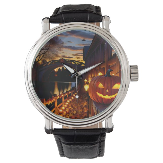 Halloween Landschaft Vier Armbanduhr (Vorderseite)