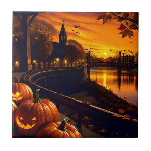 Halloween Landschaft Zwei Fliese