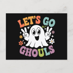 Halloween Lasst uns gehen Ghoule Geister Retro Kos Postkarte