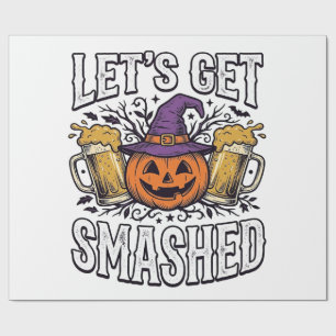 Halloween Lasst Uns Zerschmettern Kürbis Bier Geschenkpapier