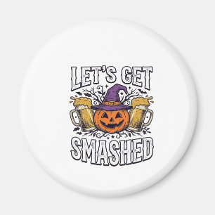 Halloween Lasst Uns Zerstören Kürbis Bier Magnet