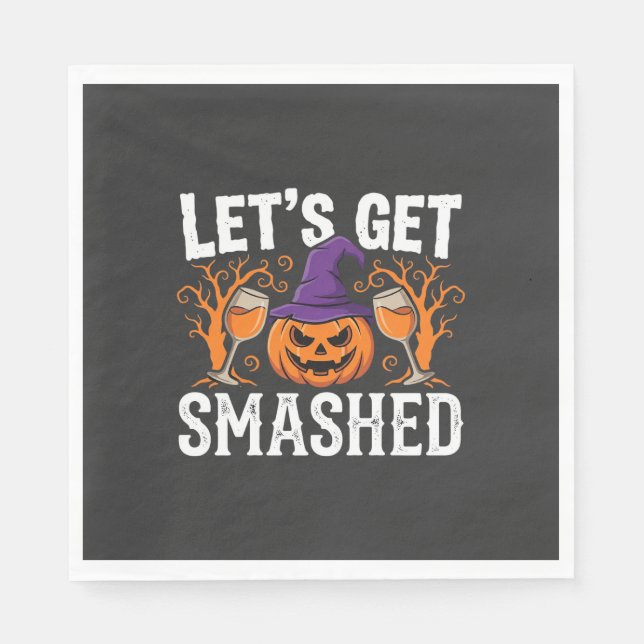 Halloween Lasst Uns Zerstören Kürbis Serviette (Vorderseite)