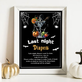 Halloween "Last Night Diapers" Baby Showspiel Poster