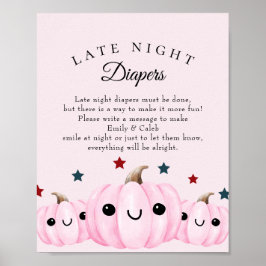 Halloween Late Night Diapers Baby Shower Game Poster