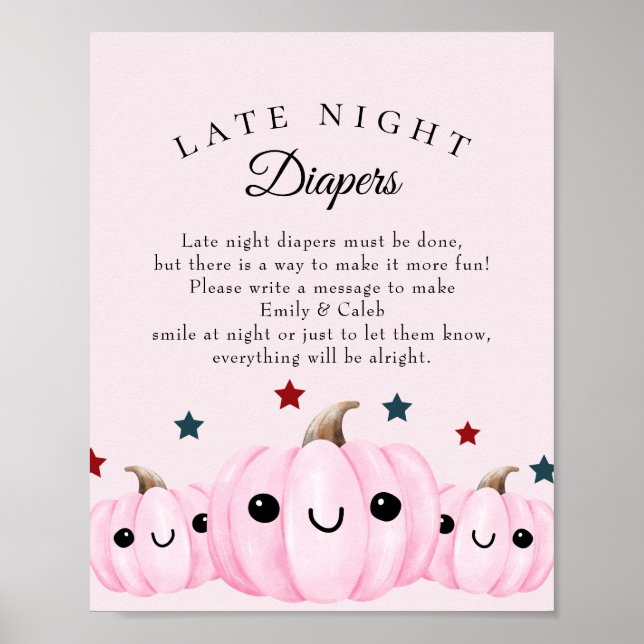 Halloween Late Night Diapers Baby Shower Game Poster (Vorne)