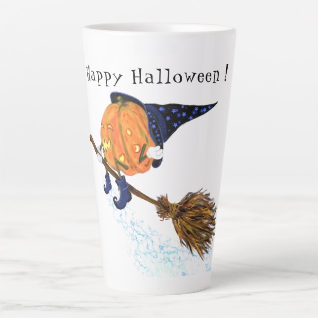 Halloween Latte Tasse Hexenkürbis (Vorderseite)