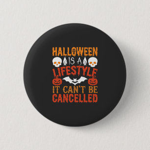Halloween-Lebensstil Fledermaus-Kürbis-Typografie- Button
