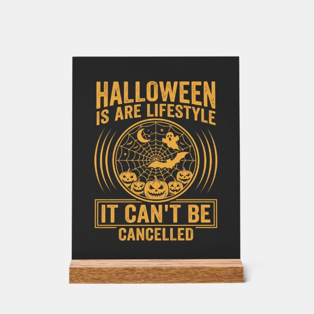 Halloween-Lebensstil Fledermaus Spinnennetz Design Acrylschild (Vorderseite)