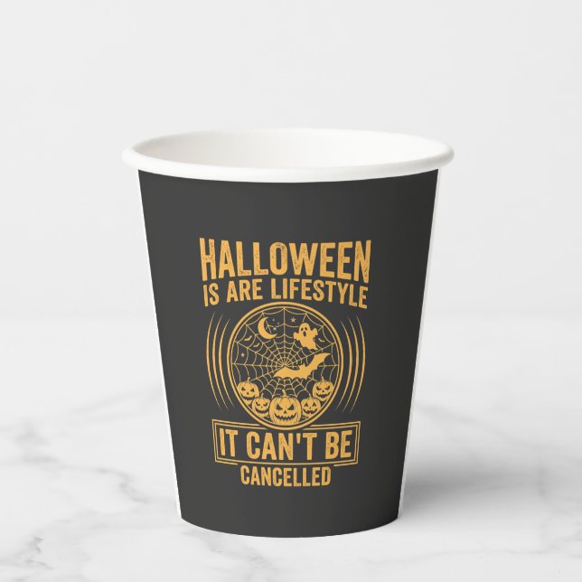 Halloween-Lebensstil Fledermaus Spinnennetz Design Pappbecher (Vorderseite)