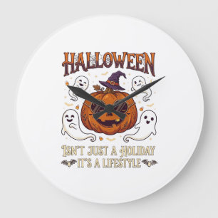 Halloween-Lebensstil-Kürbis-Sonnenbrille-Hexenhut Große Wanduhr