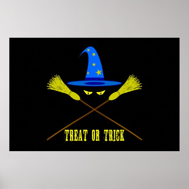 Halloween Leckerei oder Trick Black Poster (Vorne)