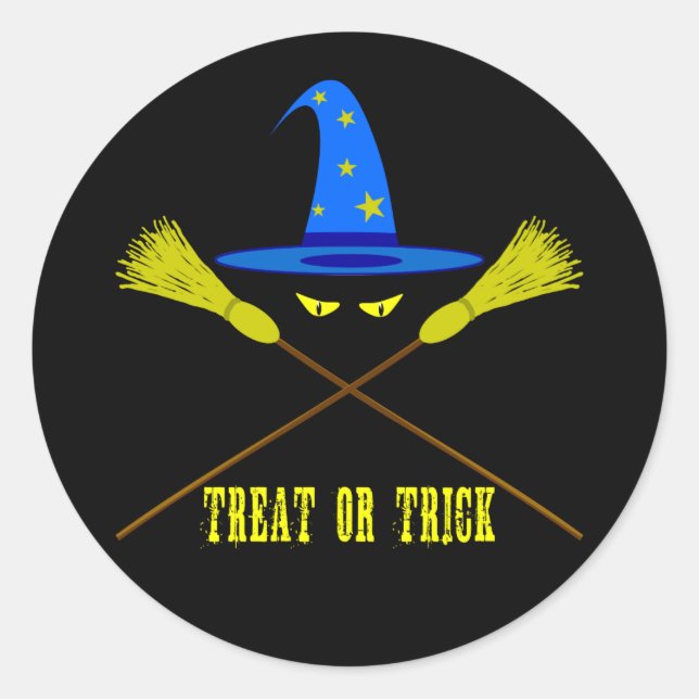 Halloween Leckerei oder Trick Black Runder Aufkleber (Vorderseite)