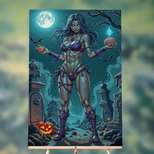 Halloween Leckerei oder Zombie Girlfriend w Brains Acrylschild