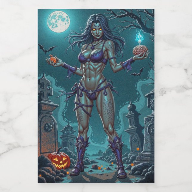 Halloween Leckerei oder Zombie Girlfriend w Brains Lebensmitteletikett (Einzelnes Label)