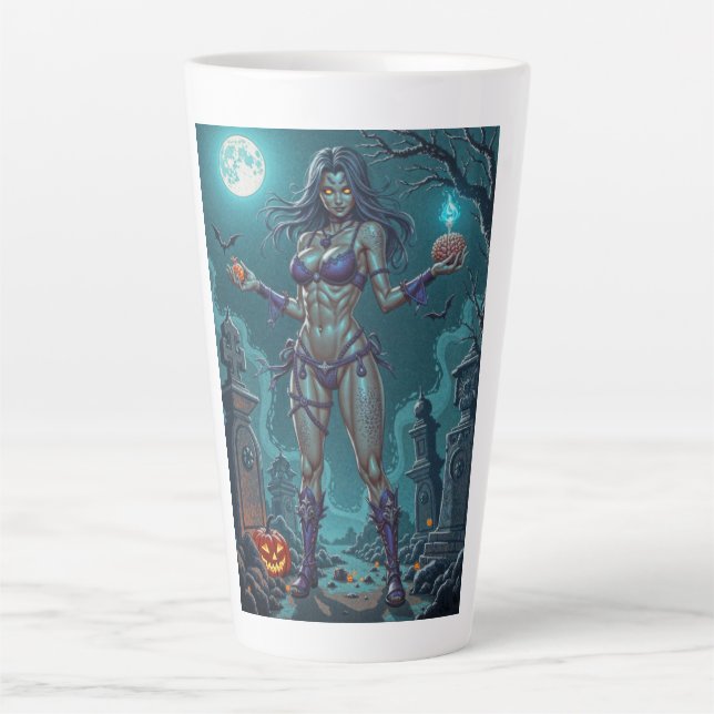 Halloween Leckerei oder Zombie Girlfriend w Brains Milchtasse (Vorderseite)